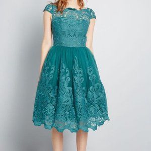 Exquisite Elegance Chi Chi London Teal Lace Dress, US Size 12